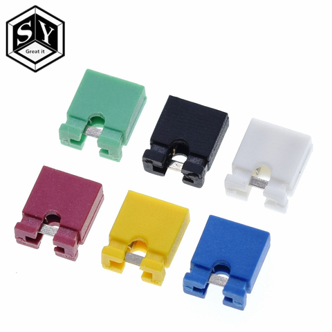GREAT IT 100PCS Pitch jumper shorted cap & Headers & Wire Housings 2.54MM SHUNT Black yellow white green red blue ► Photo 1/6