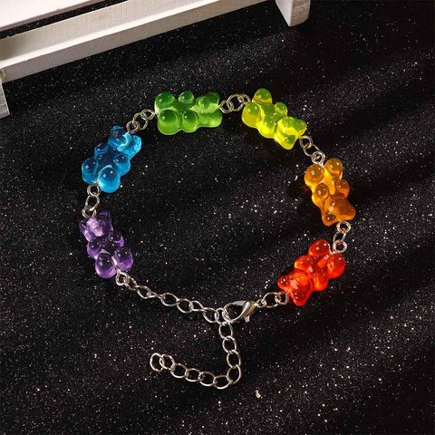 8 Colors Cute Handmade Stainless Steel Cartoon Bear Bracelet Candy Color Pendant For Women Men Judy Jewelry Party Creative Gift ► Photo 1/6