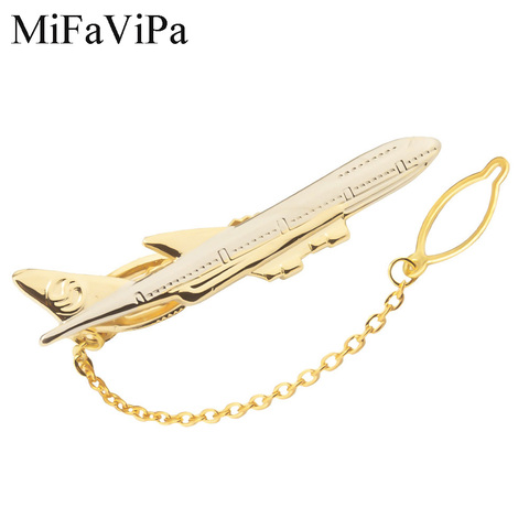 MiFaViPa Simple Man's Tie Clip for Pilot Golden Plated Airplane Shape Pilot High Quality Plane Tie Pin Stick Pin Wedding Gift ► Photo 1/6