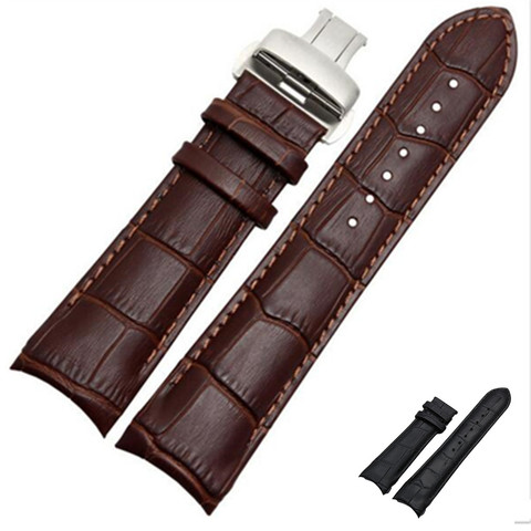 Curved End Genuine Leather Watchband 22mm 23mm 24mm for Tissot Couturier T035 Watch Band Steel Buckle Strap Wrist Bracelet Brown ► Photo 1/6