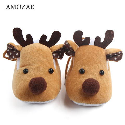 2022 Baby Boys Girls Christmas Deer Baby Shoes Autumn and Winter Warm Cotton Soft Sole Shoes First Walkers  Unisex Toddler Shoes ► Photo 1/6