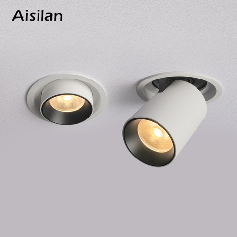 Aisilan LED Transformer downlight round extendable rotatable bendable recessed spot light CREE COB AC90-260V ► Photo 1/6