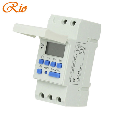 Free shipping CE DIN RAIL DIGITAL 16 sets PROGRAMMABLE TIMER SWITCH AC 220V / 110V ,DC 12V  16A 25A GOOD temporizador Din Rail ► Photo 1/5