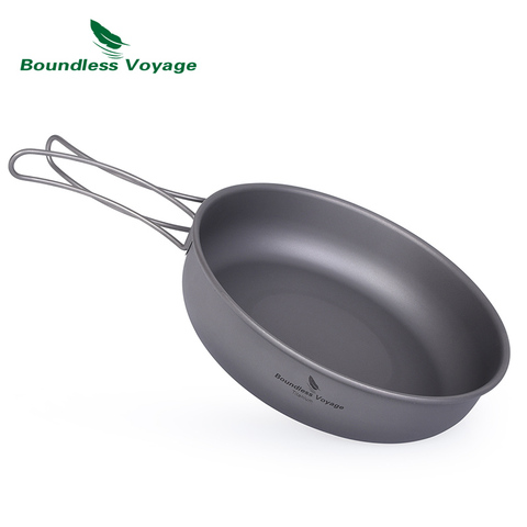 Boundless Voyage Titanium Ultra-light Frying Pan with Folding Handle Outdoor Camping Skillet Griddle Tableware ► Photo 1/6