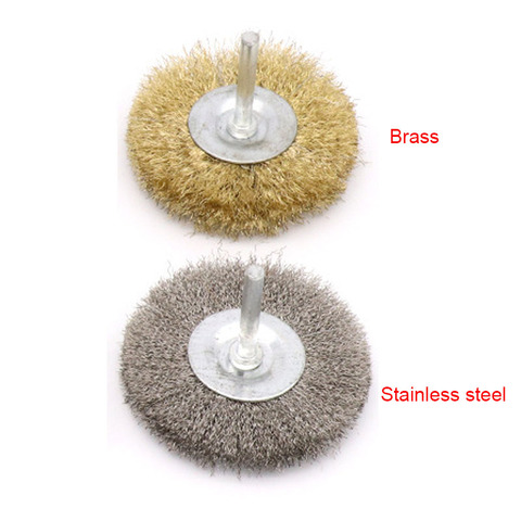 1PCS Shank 6mm Stainless Steel/Brass Plated Wire Brush Wheel T Type Polishing Wood Furniture Grinding Head Abrasive Tool ► Photo 1/2