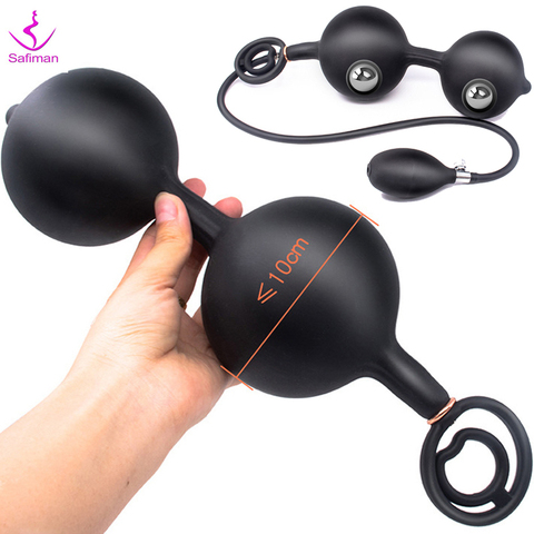 Anal Plug Inflatable Butt Beads Gay Expandable Large Dildo Pump