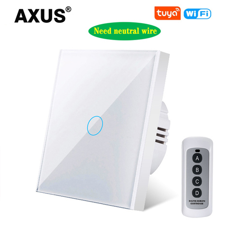 AXUS EU Standard Tuya Smart Life 1/2/3 Gang 1 Way WiFi Wall Light Touch Switch for Google Home Alexa Voice Control Need neutral ► Photo 1/6