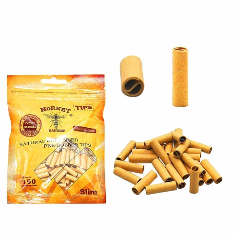 HORNET DANGER 150 x HORNET Natural 5MM/6MM Slim Cigarette Rolling Filter Tips Unrefined Cigarette Paper Filter Rolling Tips ► Photo 1/6