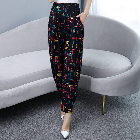 Women Summer Plaid Pants 2022 Vintage Striped Print High Waist Pants Women Plus Size Loose Harem Pants Elegant Summer Trousers ► Photo 1/6