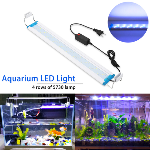 Super Slim LEDs Aquarium Lighting Aquatic Plant Light 18-71CM Extensible Waterproof Clip on Lamp For Fish Tank Blue white light ► Photo 1/6