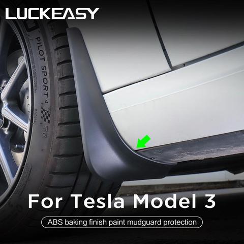 LUCKEASY Car Accessories Exterior Modification For Tesla Model 3 Painted Mudguard Front Rear Wheel Guards Mud Protective Fender ► Photo 1/5