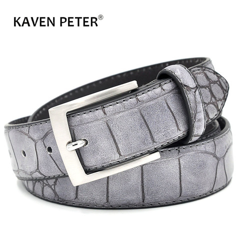 Mens Fashion Waist Belts Faux Crocodile Pattern With Split Leather Luxury Male Designer Belt Accessories Factory Price ► Photo 1/6