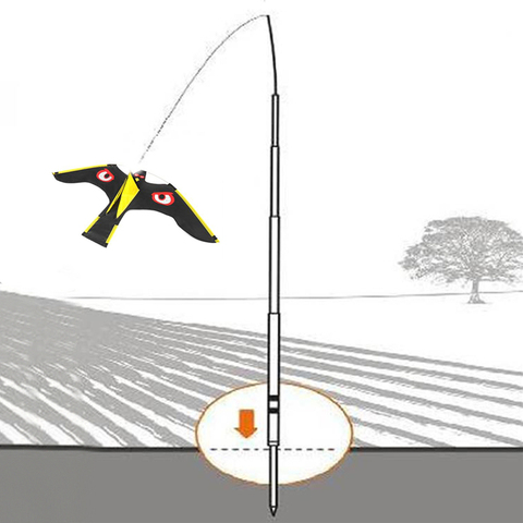 1 Set Hawk Kite with 5m Rod - Emulation Flying Bird Scarer Driving Bird Repellent for Garden Scarecrow Yard Bird Repeller ► Photo 1/6