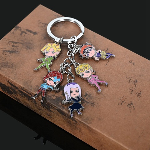 5 in 1 Anime Jojo Bizarre Adventure Cosplay Key Chains Holder Fashion Cartoon Jotaro Kujo Figure Keychains Keyrings Jewelry Gift ► Photo 1/6