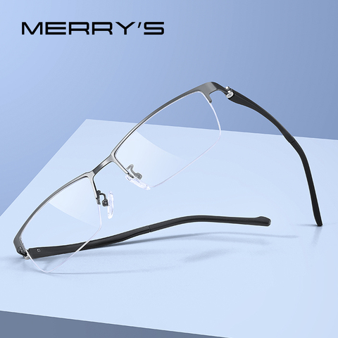 MERRYS DESIGN Men Titanium Alloy Glasses Frame TR90 Legs Myopia Prescription Eyeglasses Business Style Optical Frame S2203 ► Photo 1/6