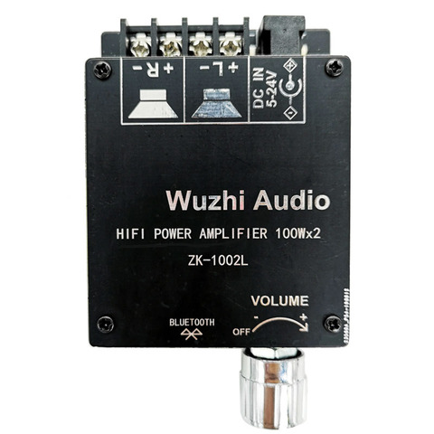 ZK-1002L 100WX2 Mini Bluetooth 5.0 Wireless Audio Power Digital Amplifier Board Double Channels Stereo Amp DC 12V 24V ► Photo 1/6