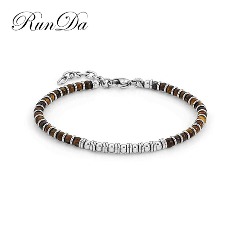 Runda Men'S Fashion Charm Natural Stone Bead Strands Bracelet Ladies Stainless Steel Exquisite Jewelry ► Photo 1/3