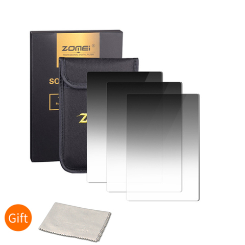 Zomei 3 in 1 Gradient Grey Graduated ND 100*150mm Square ND16 ND4 ND8 filter Neutral Density for Cokin Z Lee Holder series ► Photo 1/4