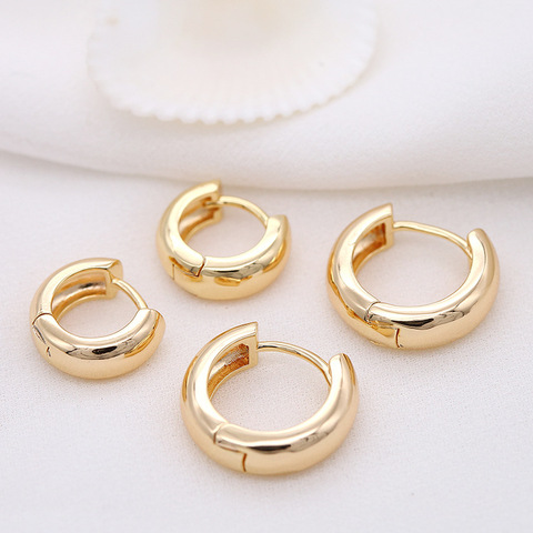 4PCS 13MM 16MM 18MM 23MM 24K Gold Color Plated Brass Round Earrings Hoop Earring Clip High Quality DIY Jewelry Making Findings ► Photo 1/5