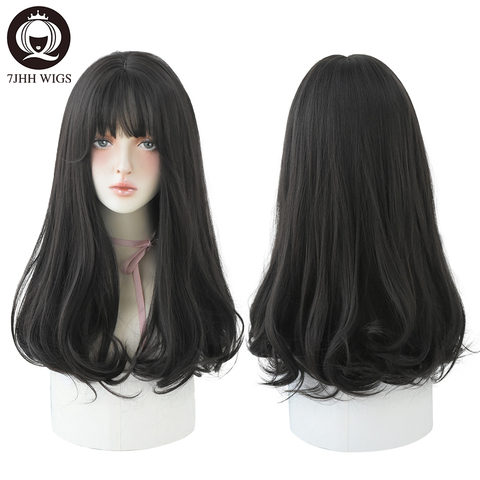 7JHH WIGS Light Brown Wig For Women With Fringe Fashion Heat Resistant Mid-Length Synthetic Wig ► Photo 1/5
