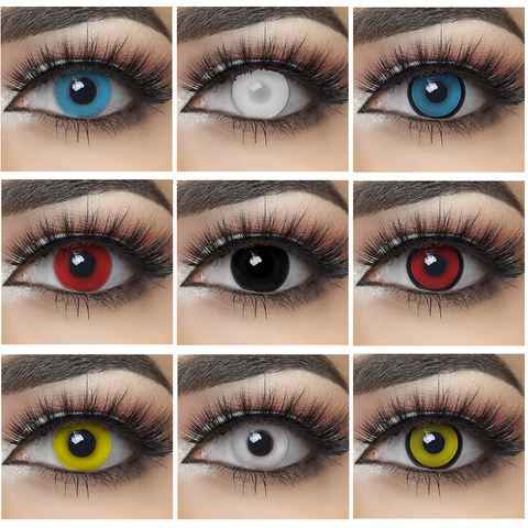 2pcs/Pair Halloween Cosplay Colored Contact Lenses for Eyes Anime Lenses Colorful Contact Lenses for Eye Color Lens Cosplay Red ► Photo 1/6