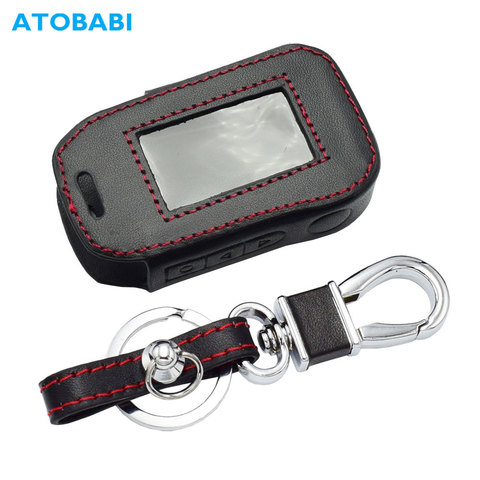 Leather Key Case For StarLine A92 A94 A62 A64 A95 Two Way Car Alarm LCD Remote Control Transmitter Keychain Protector Cover Bag ► Photo 1/6
