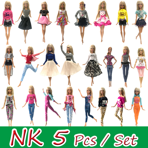 NK 3 Pcs 5 Pcs./Set Doll Fashion Outfits Daily Wear Casual Dress Shirt Skirt Dollhouse Clothes for Barbie Doll Accessories 5G JJ ► Photo 1/6