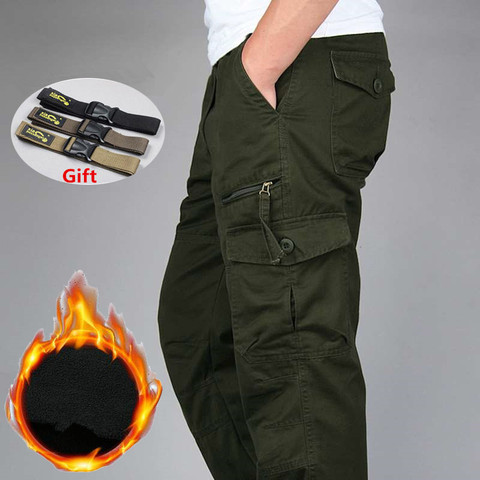 Winter Thick Pants Men Double Layer Fleece Cashmere Overalls High Quality Men's Camouflage Trousers Warm Military Cargo Pants ► Photo 1/6