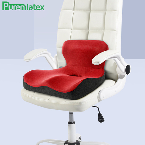 PurenLatex L Shape Memory Foam Seat Back Cushion Orthopedic Coccyx Spine Mat Hemorrhoid Treat Pad Slow Rebound Pressure Cushions ► Photo 1/6