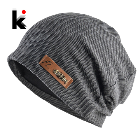 Fashion Beanies Men Women Solid Knitted Hat With Fish Bone Logo Solid Color Bonnet Hats Spring Autumn Casual Hip Hop Turban Cap ► Photo 1/6