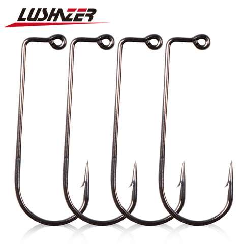 LUSHAZER 10pcs/lot carbon Steel Fishing Hooks lead jig head 1# 2# 1/0# 2/0# 3/0# 4/0# anzuelos acero carbono fishhook ► Photo 1/6