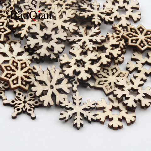 20pcs/lot Natural Wooden Scrapbook Snowflake Pattern Handmade Painted Furniture Decoration Crafts Diy Holiday Decoration ► Photo 1/5