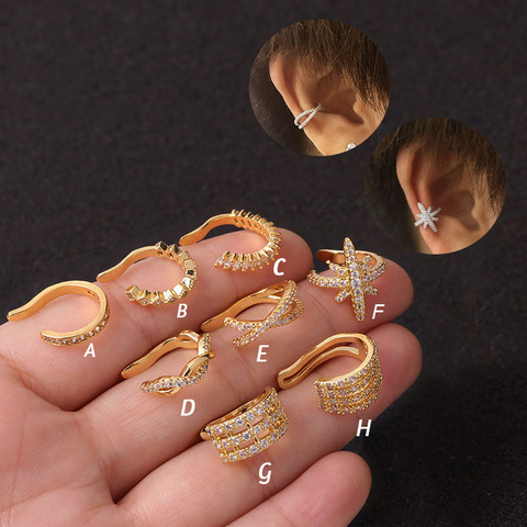 1Pc 10mm Fake Piercing Jewelry Adjustable Helix Cartilage Conch Cz Ear Cuff No Piercing Conch Cuff Earring ► Photo 1/6
