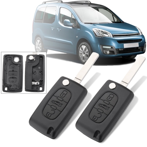 1 Pair 3 Buttons Car Remote Flip Key shell Fob Case w/ Blade For Citroen Berlingo ► Photo 1/6