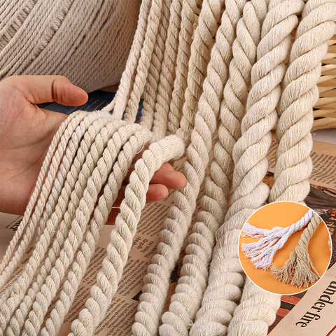 100% Cotton Cords 3 Shares Twisted Cotton Rope for Bag Home Decor DIY Home Textile Accessories 5/6/8/10/15/18/20mm ► Photo 1/6