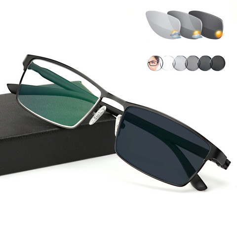 Titanium alloy Outdoor Photochromic Reading Glasses Men Sun Automatic Discoloration Presbyopia Hyperopia Glasse gafas de lectura ► Photo 1/6