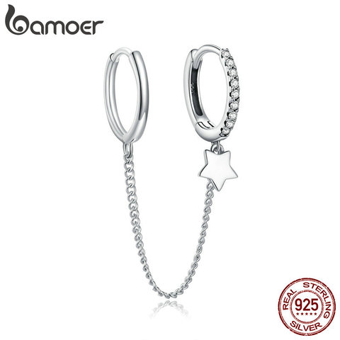 bamoer Genuine 925 Sterling Silver Star Whisperer  Earrings for Women Wedding Statement Elegant Pearl Earing 2022 New SCE914 ► Photo 1/6