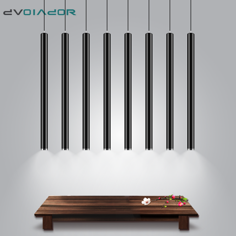 Nordic Pendant Lights Long Tube Aluminum Black  Hanging Kitchen Light Length Adjustable  Home Hotel Hall Lighting Lamp ► Photo 1/6