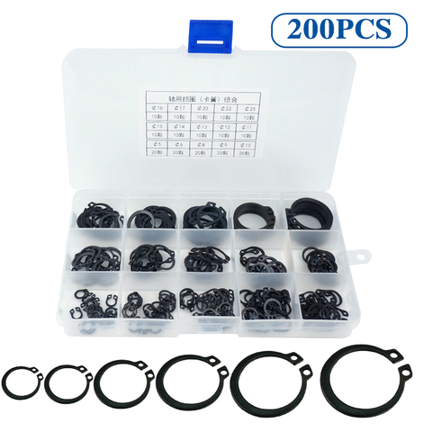 150pcs M5-M25 Internal External Retaining Circlips C-clip Washers Snap Retaining Ring Carbon Steel Assortment Kit ► Photo 1/6