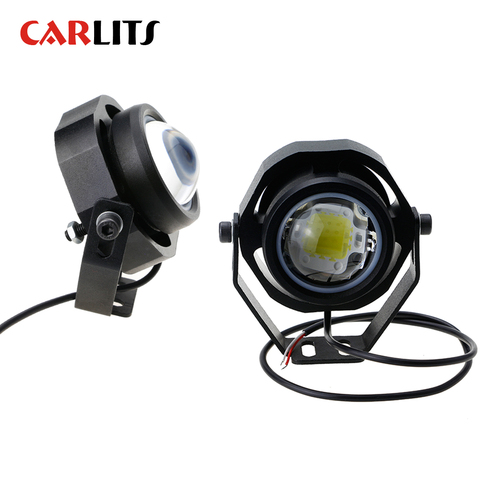 CARLITS 2Pcs running light 10w 12v led car fog lamp drlL for motorcycle truck off road strong/weak/flashing 3 mode switching  CE ► Photo 1/6