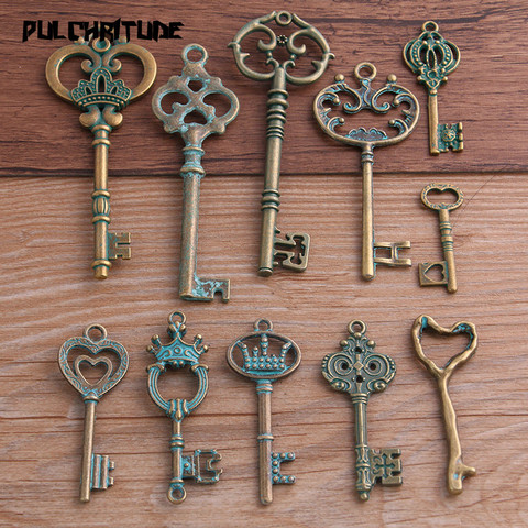 11 styles 2-10pcs Mix Green Bronze Metal Zinc Alloy Key Charms Fit Jewelry Medical Plant Pendant Charms Makings ► Photo 1/6