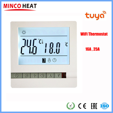 230V 3A 16A 25A Temperature Controller LCD Display Screen Wifi Tuya App Weekly Programmable Room Thermostat ► Photo 1/6