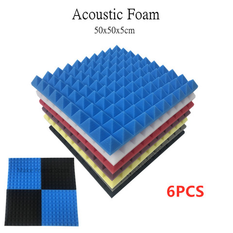 6PCS 50x50x5cm Studio Acoustic Foam Soundproof Foam Sound Absorption Treatment Panel Sound Wedge Protective Sponge ► Photo 1/6