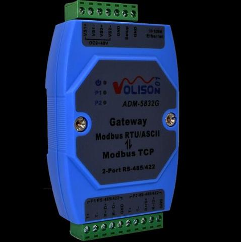 ADM-5832G Professional MODBUS Gateway Industrial Level 2 port rs485/422 Modbus RTU to Modbus TCP ► Photo 1/5