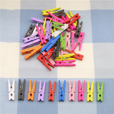 10 Pcs Random Mini Colored Spring Wood Clips Clothes Photo Paper Peg Pin Clothespin Craft Clips Party Decoration ► Photo 1/6
