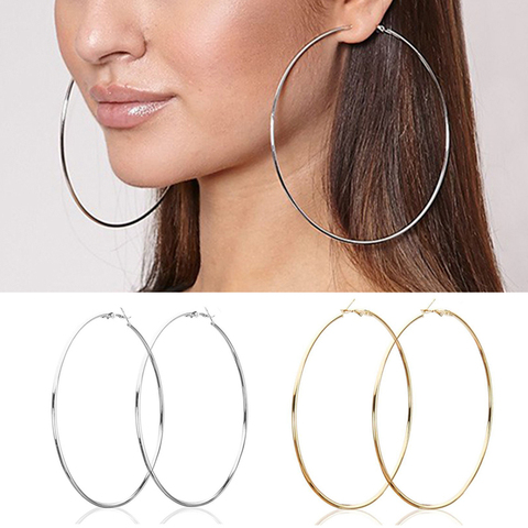 Women 3-10cm Small Big Circle Hoop Earrings Statement Ear Ring Fashion Jewelry Gift Nightclub DJ 2022 ► Photo 1/6