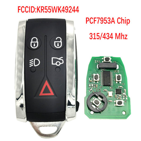 Datong World Car Remte Key For Jaguar XF XF XFR XK XKR 2009 2010 2011 2012 2013 PCF7953A 315/434 FCC :KR55WK49244 Keyless Entry ► Photo 1/6