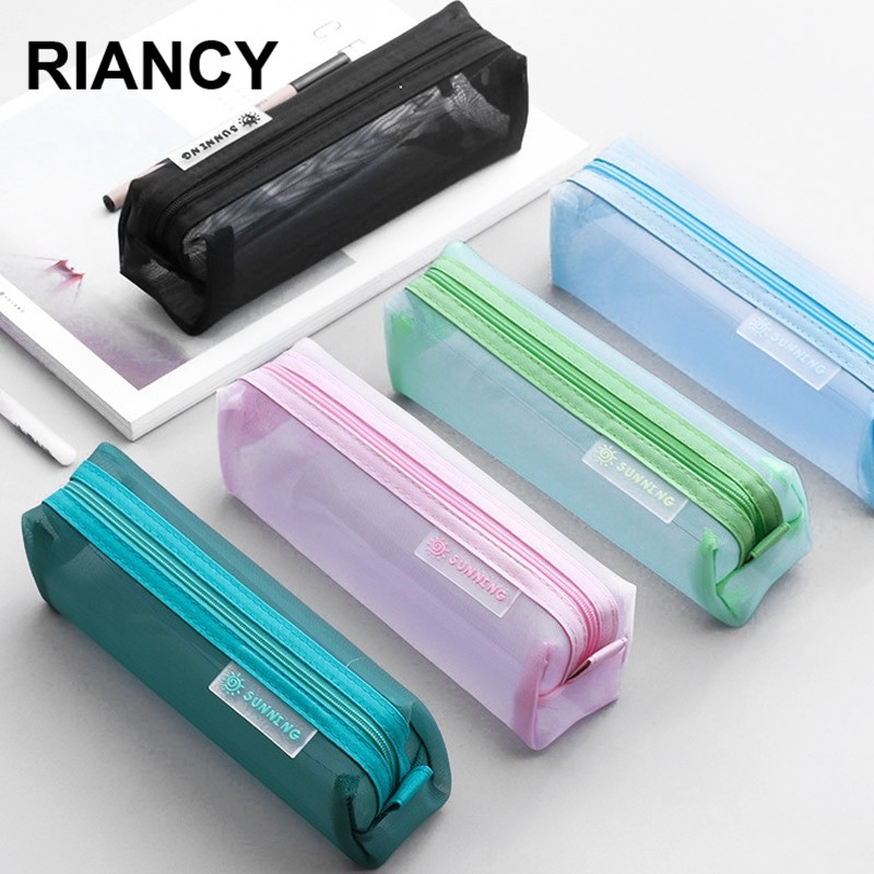 Big Pencil Case For Boys Black Leather Pencil Cases For Girls Cute