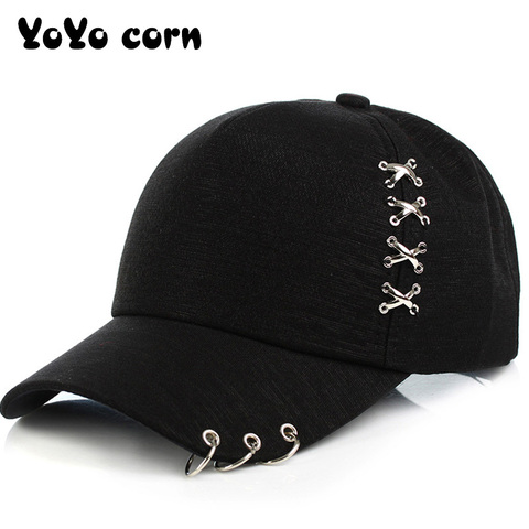 YOYOCORN  Punk Gorras Bone Masculino Feminino Beisbol Hip Hop Baseball Caps Creative Unisex Creative Piercing Ring Baseball Cap ► Photo 1/6