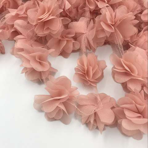 24pcs flowers 3D Chiffon Cluster Flowers Lace Dress Decoration Lace Fabric Applique Trimming Sewing Supplies ► Photo 1/6